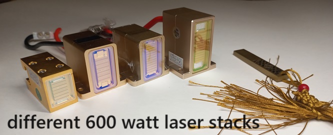 Catalog of 808nm laser diode stacks 200, 250, 300, 300, 350, 400, 500, 600, 600, 800, 1000, 1200, 1600, 2400 watts
