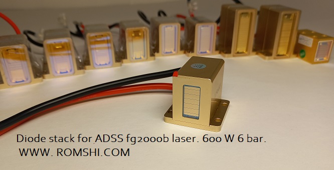  Diode stack for ADSS fg2000b laser. 600 W 6 bar. Buy a laser bar from a manufacturer of diode stacks. Spare parts for diode laser hair removal handle.