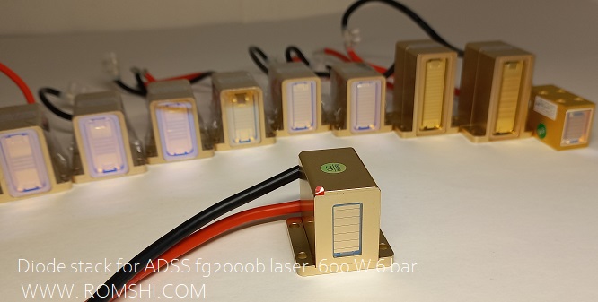 Pila de diodos para láser ADSS fg2000b. 600 W 6 bares. Compre una barra láser de un fabricante de pilas de diodos. Repuestos para mango de depilación láser diodo.