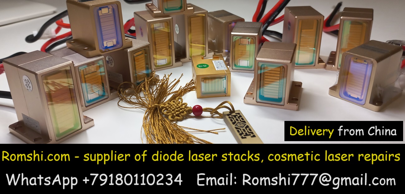 Repair  hair removal, tattoo removal, laser diode stacks of 808nm diode laser handpieces | romshi.com